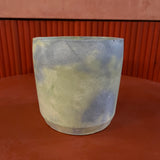 Outlet Large Cylinder Concrete Pot - Green & Blue