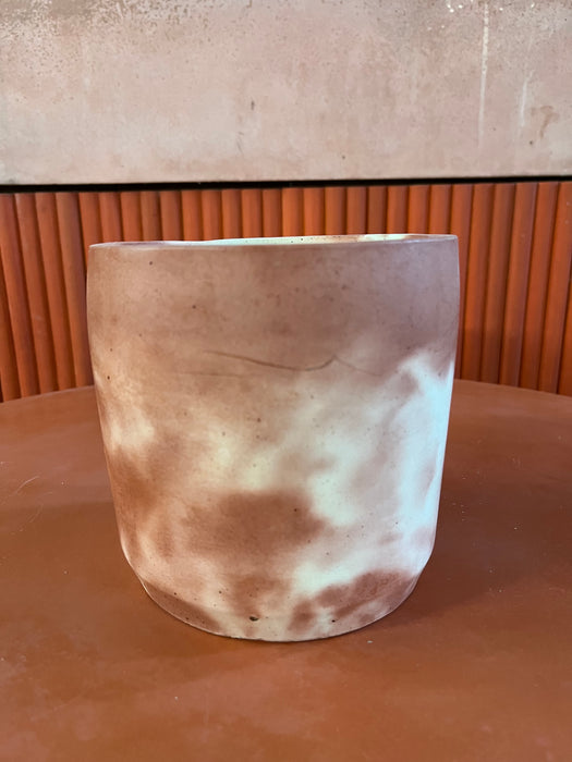 Outlet Large Cylinder Concrete Pot - Babe, Red & White