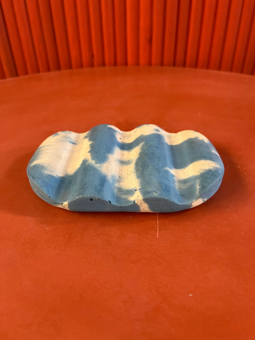 Outlet Wavy Concrete Soap Dish - Blue & White