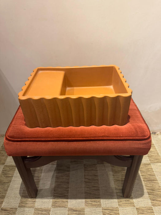 Sample Sale -  Concrete Sink - The Fluted Rectangle - Ginger Nut