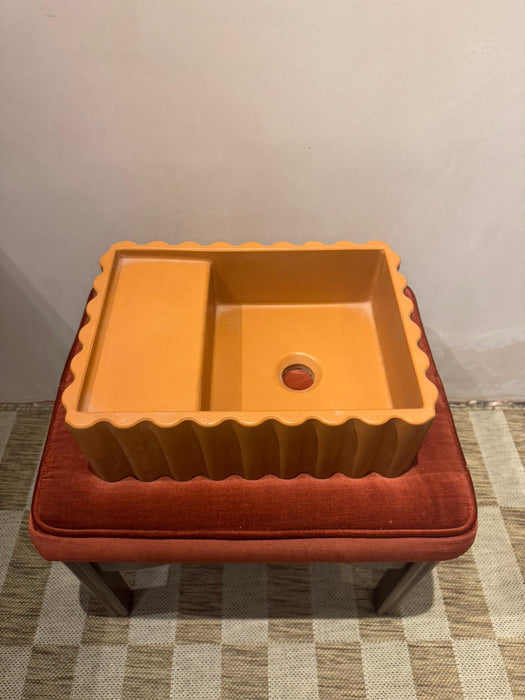 Sample Sale -  Concrete Sink - The Fluted Rectangle - Ginger Nut