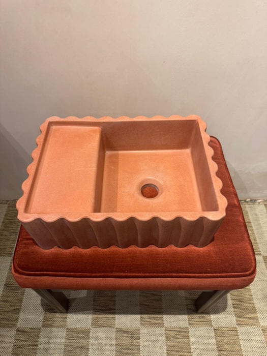 Sample Sale -  Concrete Sink - The Fluted Rectangle - Babe